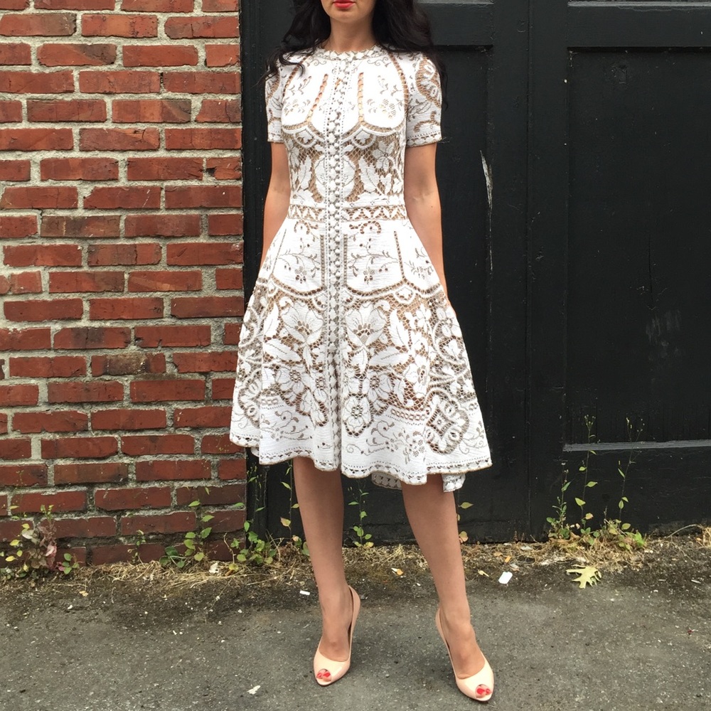 Boho Button up Lace cut out MIDI Bohemian Dress S